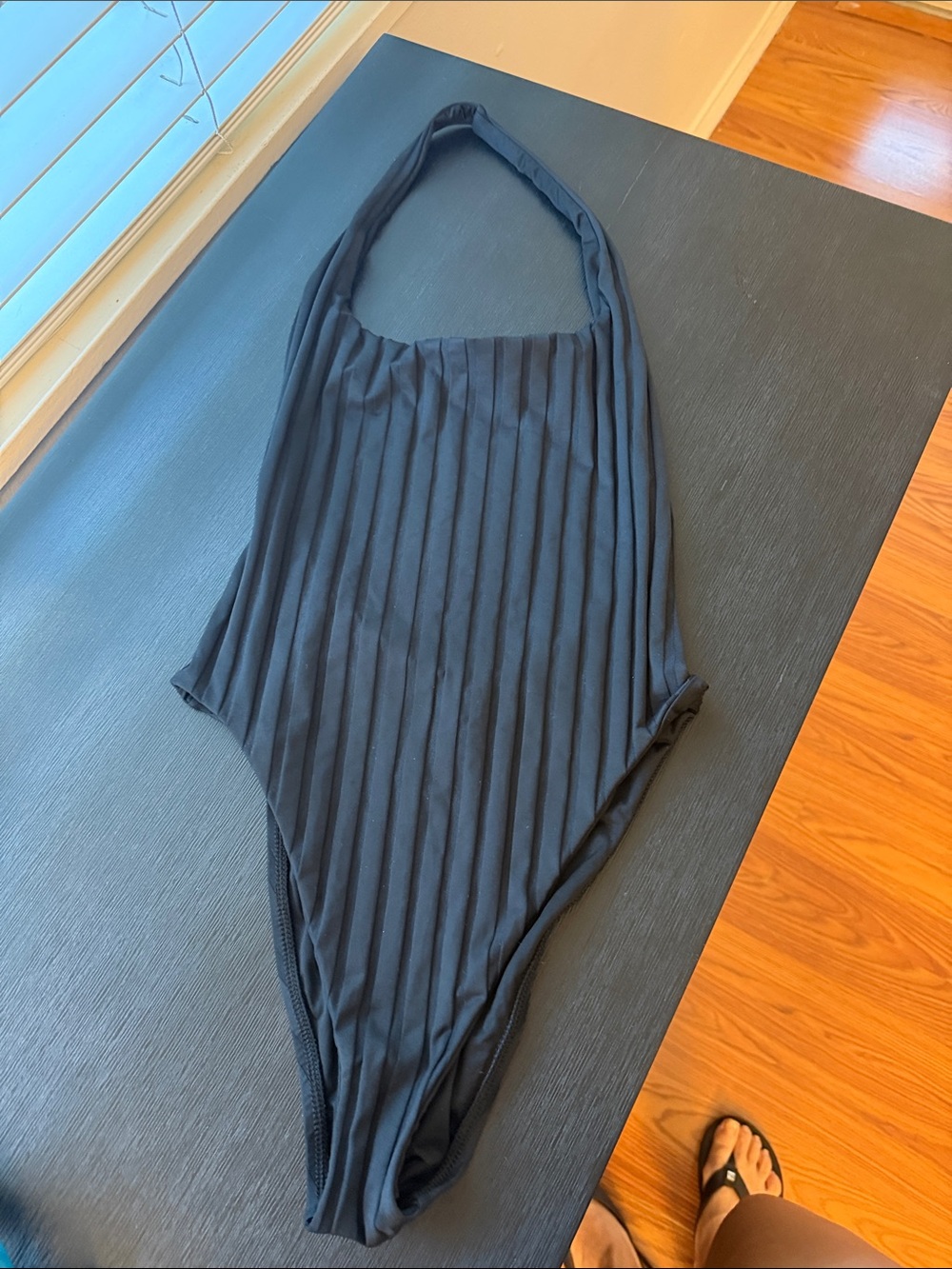 Vitamin A Black Ribbed Halter One-Piece